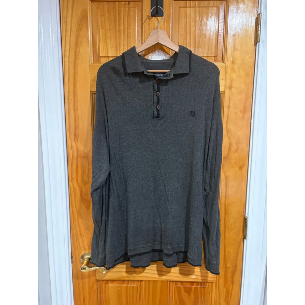 Givenchy Active Wear Long Sleeve Polo Shirt Gray Logo Cotton Blend L